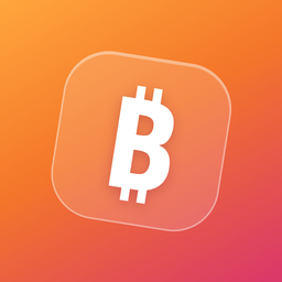 Proof of Budget app icon: a white bitcoin symbol on an orange and coral gradient